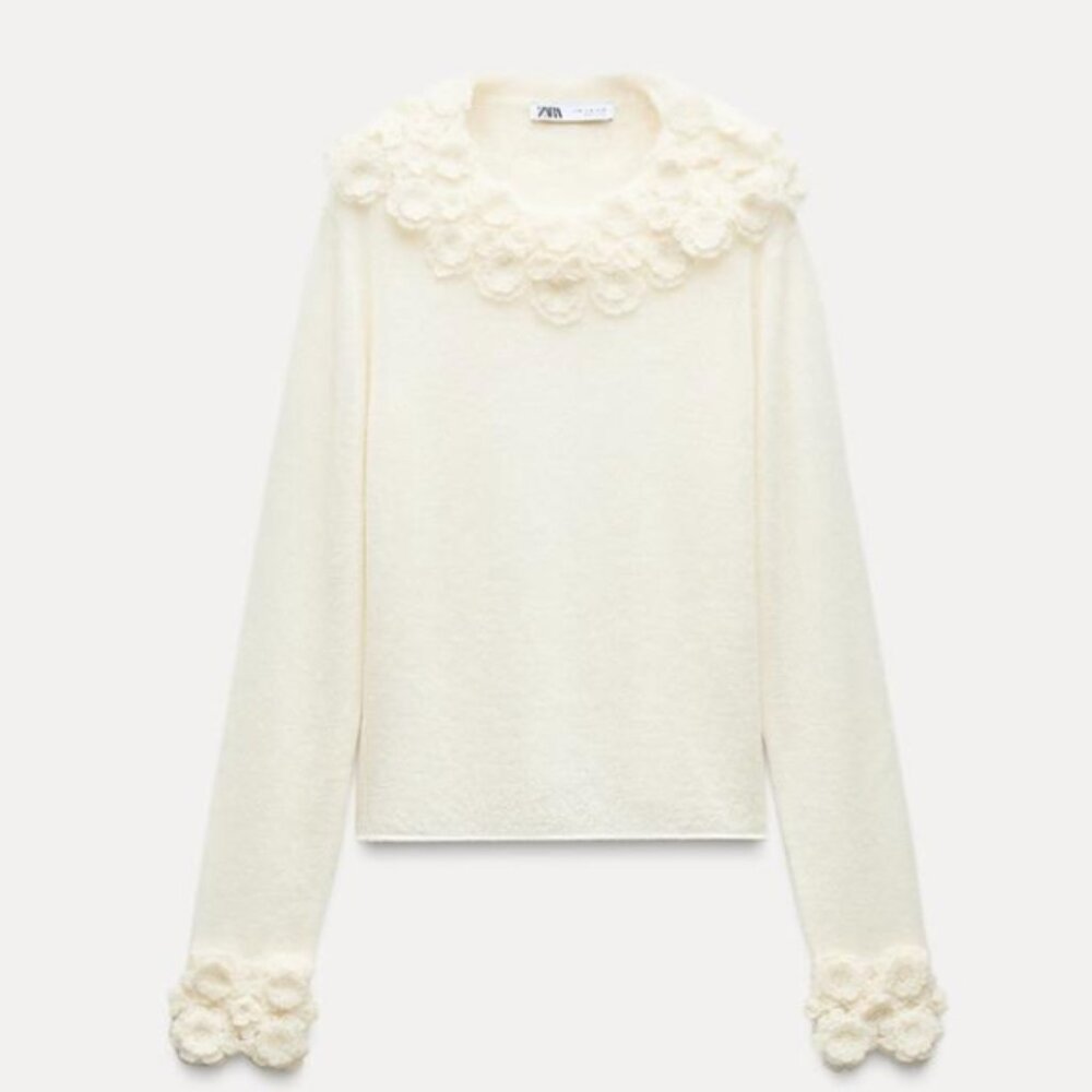 ALPACA AND WOOL BLEND FLORAL SWEATER